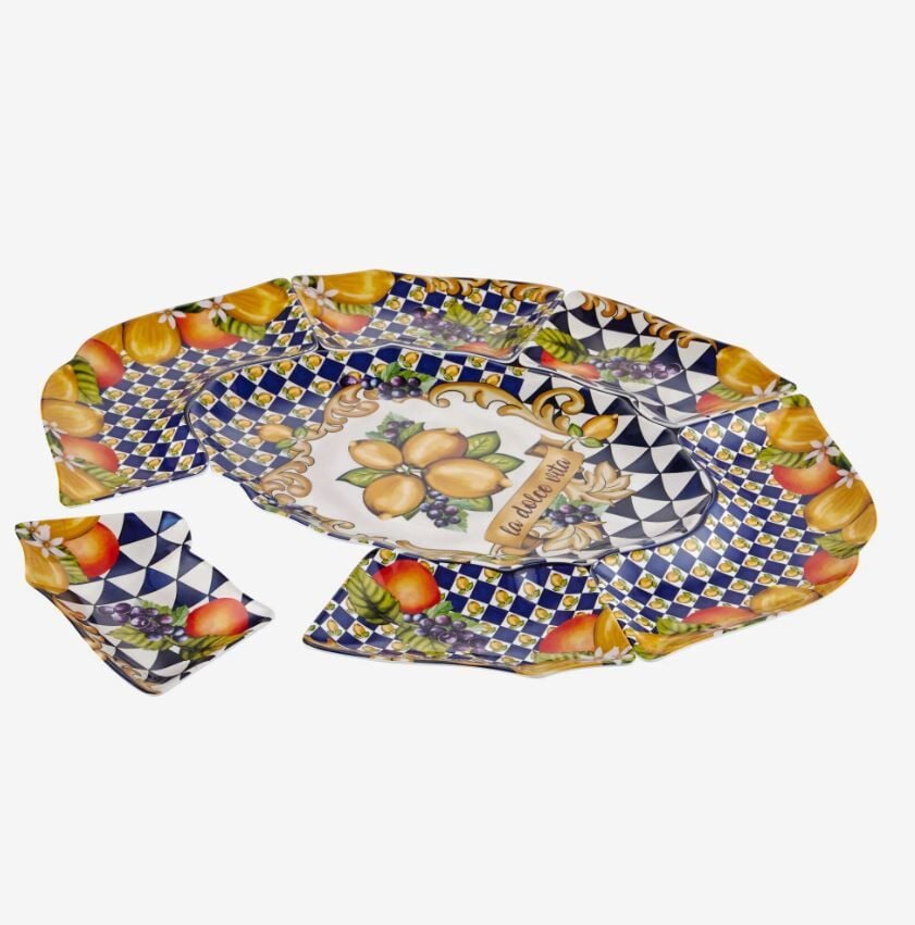 Mavi Melamin Meze Tabağı 7 Parça Capri Collection by Chiara Alessi