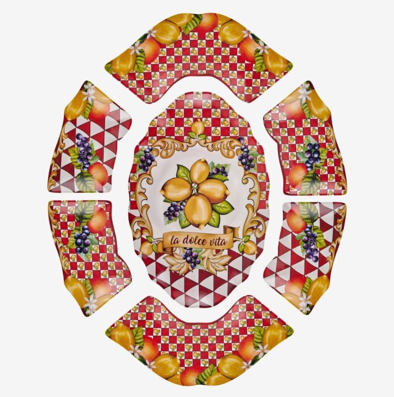 Kırmızı Melamin Meze Tabağı 7 Parça Capri Collection by Chiara Alessi
