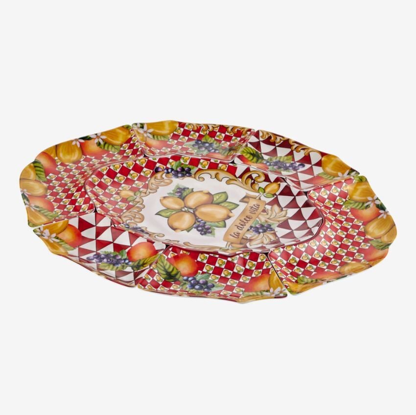 Kırmızı Melamin Meze Tabağı 7 Parça Capri Collection by Chiara Alessi