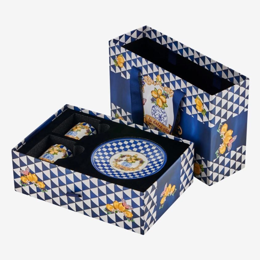 Mavi Porselen Kahve Fincan Seti 110 Ml Capri Collection by Chiara Alessi