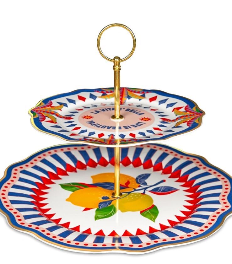 BM DOLCE VITA LİMON 2Lİ KEK STAND, 31 CM