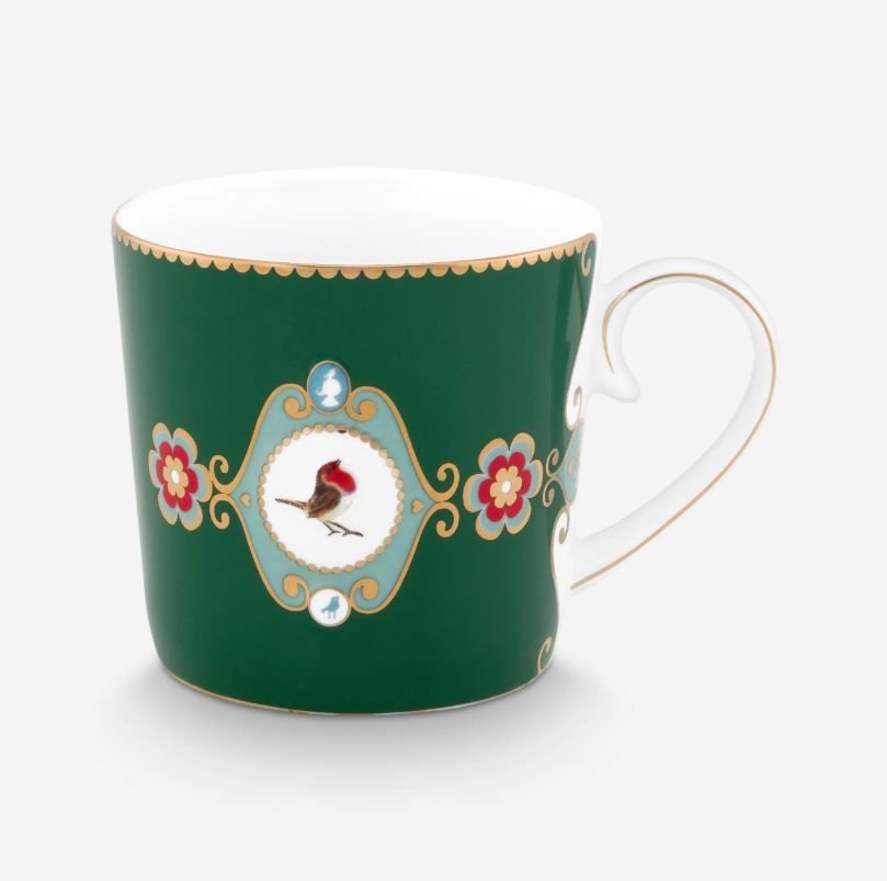 Koyu Yeşil Porselen Kupa 250 Ml Love Birds Collection by Pip Studio