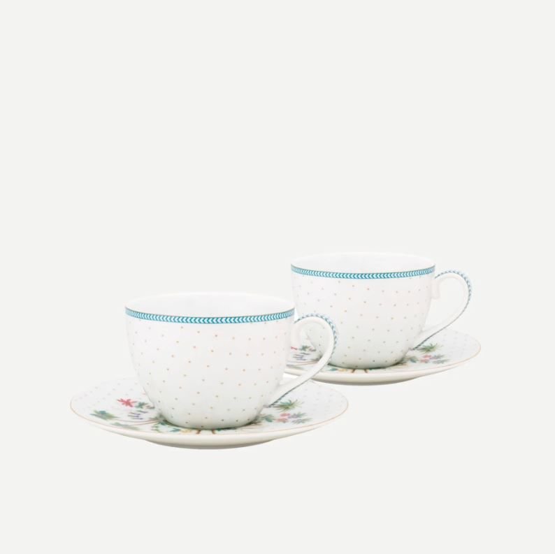 Beyaz Porselen Çay Fincan Seti 280 Ml Jolie Collection by Pip Studio