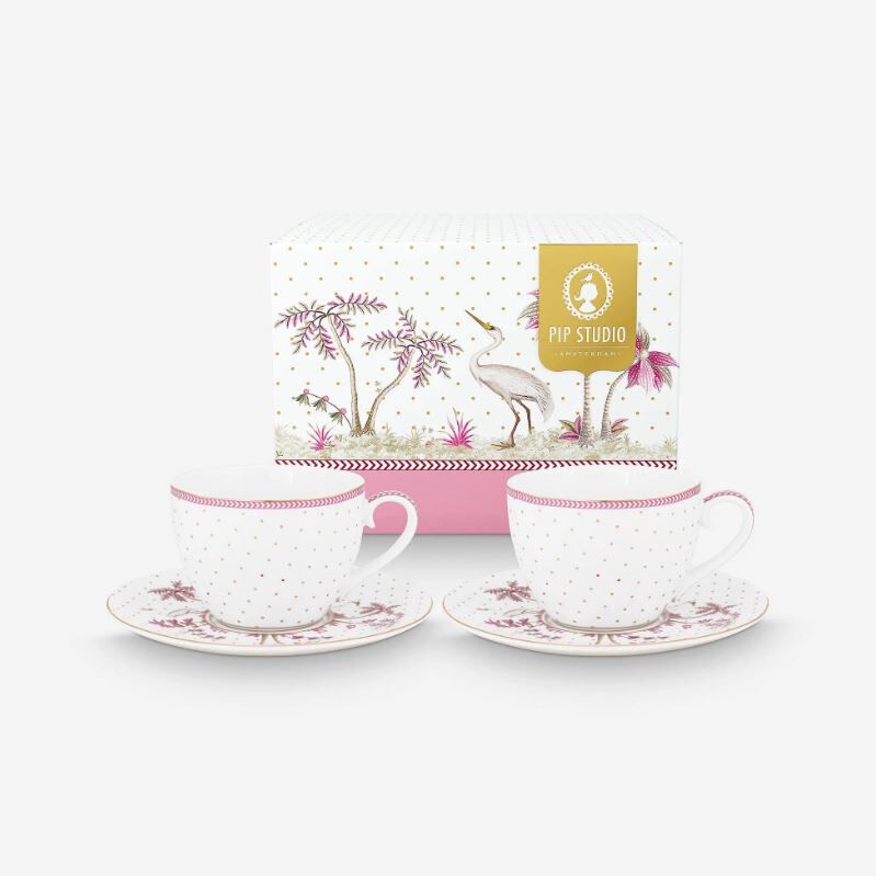 Beyaz Porselen Çay Fincan Seti 280 Ml Jolie Collection by Pip Studio