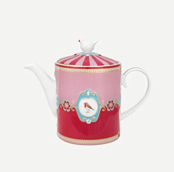 Kırmızı Pembe Porselen Demlik 1300 Ml Love Birds Collection by Pip Studio