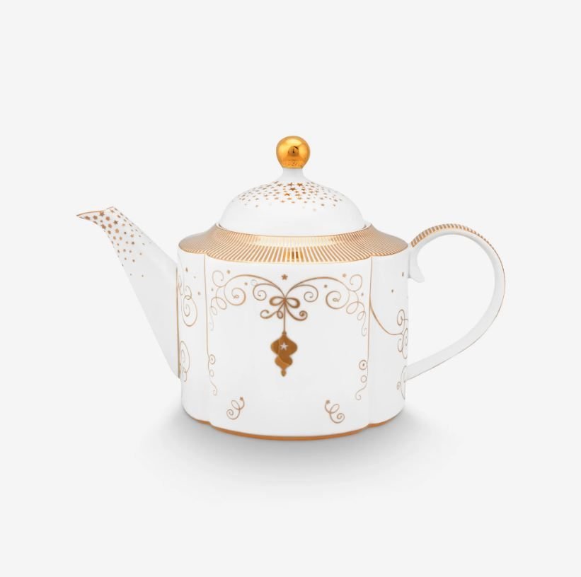 Beyaz Porselen Demlik 1650 Ml Royal Gold White Collection by Pip Studio