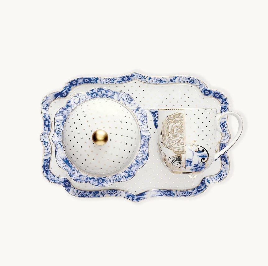 Mavi Beyaz Porselen Tepsi 26 Cm Royal White Collection by Pip Studio