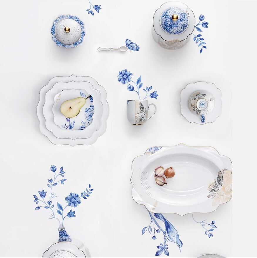 Mavi Beyaz Porselen Servis Tabağı 40 Cm Royal White Collection by Pip Studio