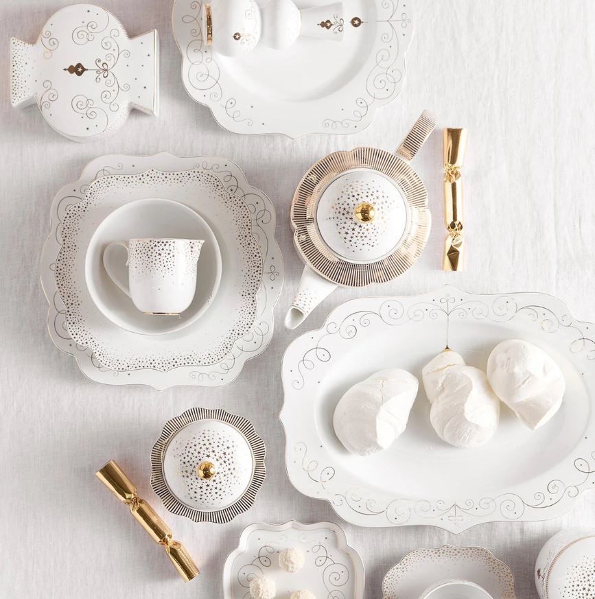 Beyaz Porselen Servis Tabağı 40 Cm Royal Gold White Collection by Pip Studio