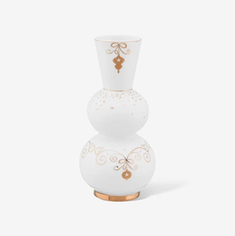 Beyaz Porselen Vazo 15 Cm Royal Gold White Collection by Pip Studio
